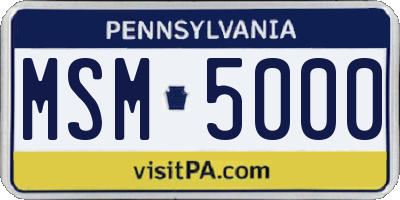PA license plate MSM5000