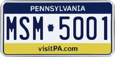 PA license plate MSM5001