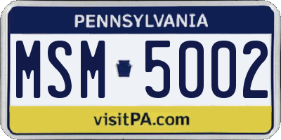 PA license plate MSM5002