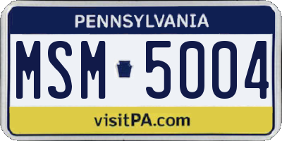 PA license plate MSM5004
