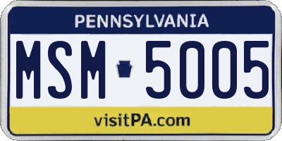 PA license plate MSM5005