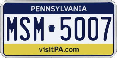 PA license plate MSM5007