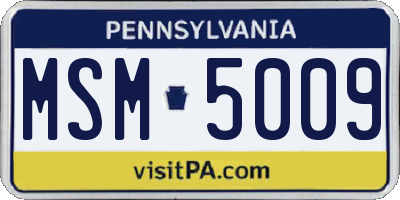 PA license plate MSM5009