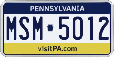 PA license plate MSM5012