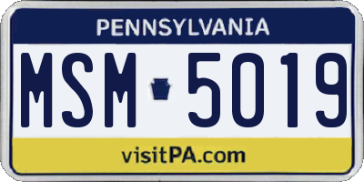 PA license plate MSM5019