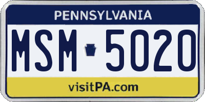 PA license plate MSM5020