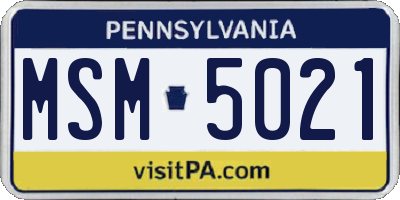 PA license plate MSM5021