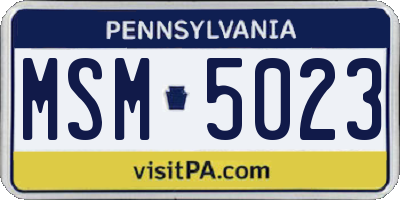PA license plate MSM5023