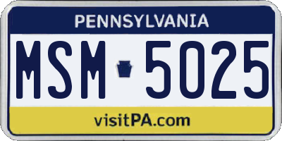 PA license plate MSM5025