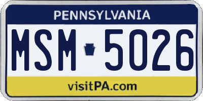 PA license plate MSM5026