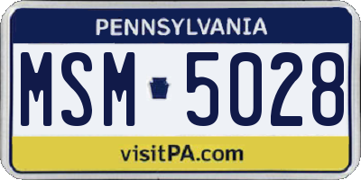 PA license plate MSM5028