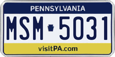 PA license plate MSM5031