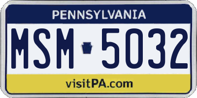 PA license plate MSM5032