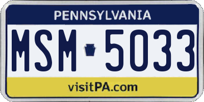 PA license plate MSM5033