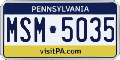 PA license plate MSM5035
