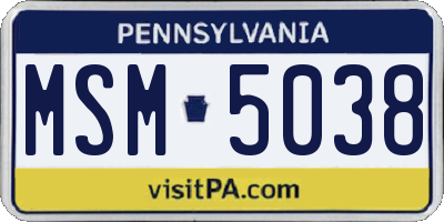 PA license plate MSM5038