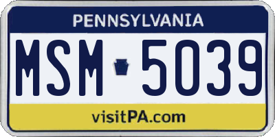 PA license plate MSM5039