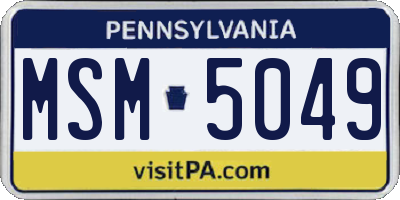 PA license plate MSM5049