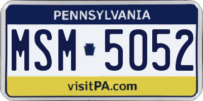 PA license plate MSM5052