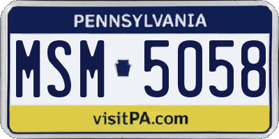 PA license plate MSM5058