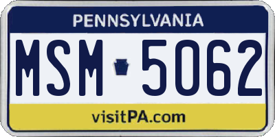 PA license plate MSM5062