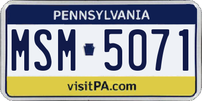 PA license plate MSM5071
