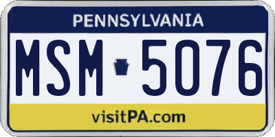 PA license plate MSM5076