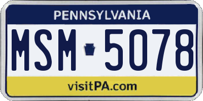 PA license plate MSM5078