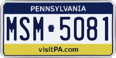 PA license plate MSM5081