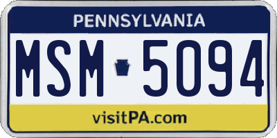 PA license plate MSM5094