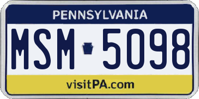 PA license plate MSM5098