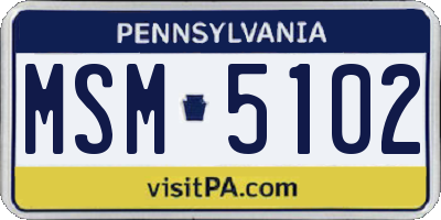 PA license plate MSM5102