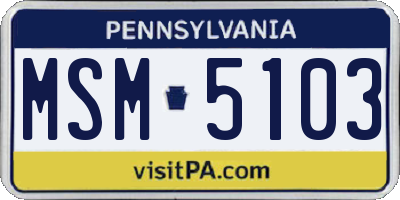 PA license plate MSM5103
