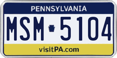 PA license plate MSM5104