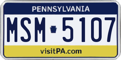 PA license plate MSM5107