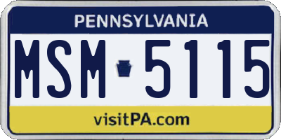 PA license plate MSM5115