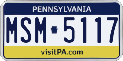 PA license plate MSM5117