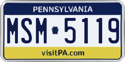 PA license plate MSM5119