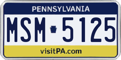 PA license plate MSM5125