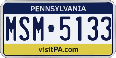 PA license plate MSM5133