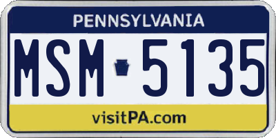 PA license plate MSM5135