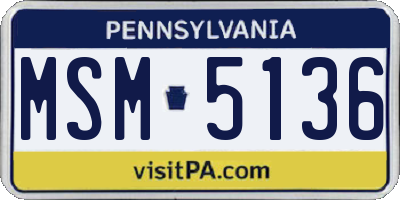 PA license plate MSM5136