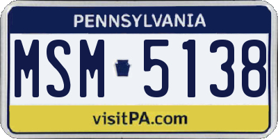 PA license plate MSM5138