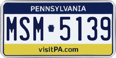 PA license plate MSM5139