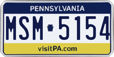 PA license plate MSM5154