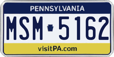 PA license plate MSM5162