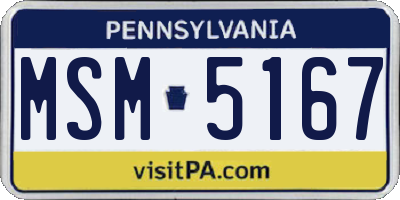 PA license plate MSM5167