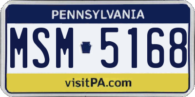 PA license plate MSM5168