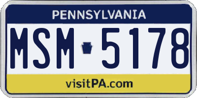 PA license plate MSM5178