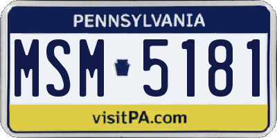 PA license plate MSM5181